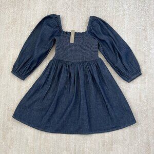 NWT J. Crew Smocked Chambray Denim Mini Dress XS Blue